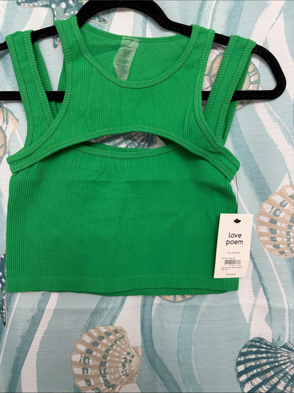 Love Poem Women's Green Ribbed Cutout Crop Top